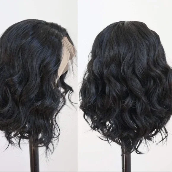 - 💕16” BLACK LOOSE WAVY BOB LACE-FRONT WIG *NEW*